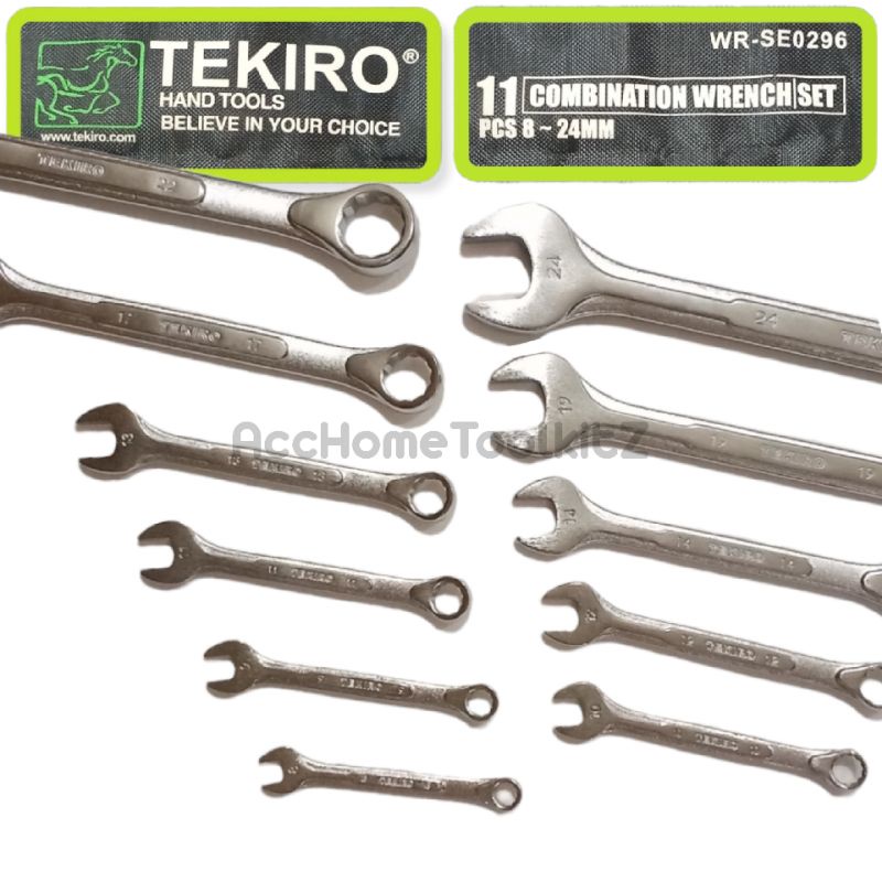 TEKIRO Kunci Ring Pas Set 11 Pcs Ukuran 8 - 24 / 8MM , 9MM , 10MM , 11MM , 12MM , 12MM , 13MM , 14MM , 17MM , 19MM , 22MM , 24MM