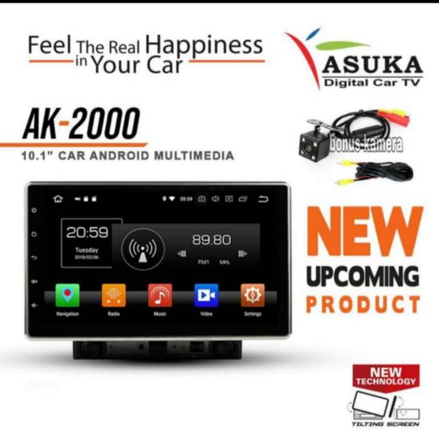 Head unit double Dine android Asuka ak-2000 10inch bonus kamera mundur