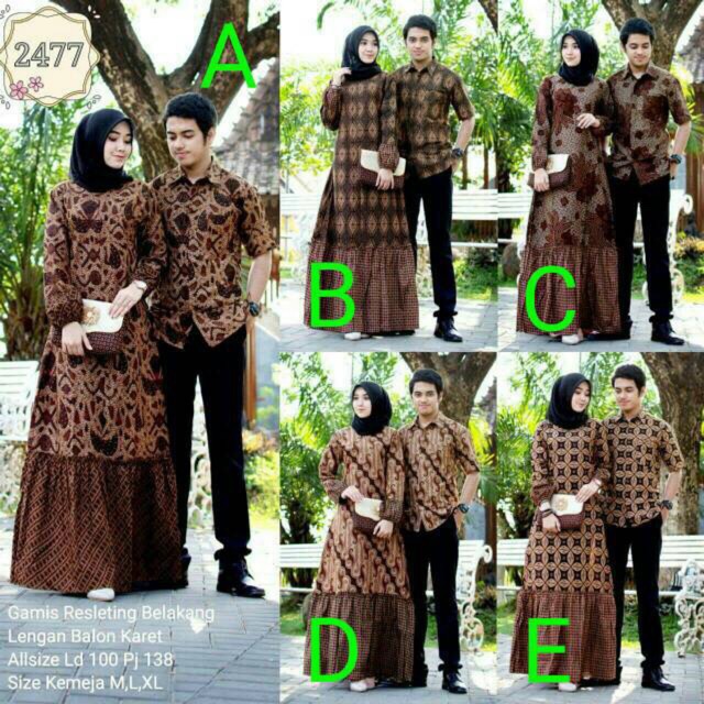 2477 COUPLE GAMIS BATIK ZARA GENES 2 SARIMBIT BATIK 2477 COUPLE GAMIS BATIK ZARA GENES 2 SARIMBIT BATIK