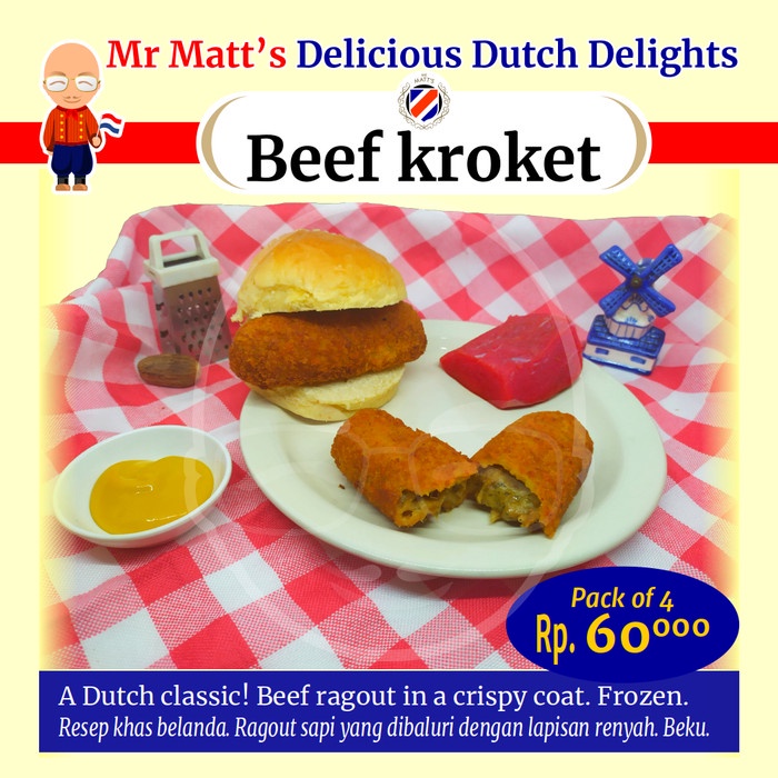 

Kroket (Beef croquette, kroket sapi) deep frozen snack (Pack of 4) - BARU