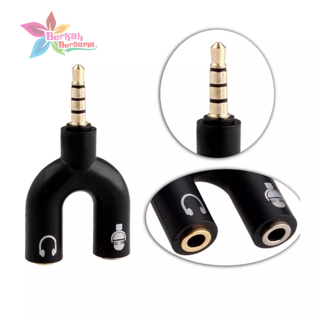 Splitter Audio / Spilter Audio Hp Model U (Mic &amp; Audio) / Splitter Audio U Jack 3.5Mm 2 in 1 BB6156