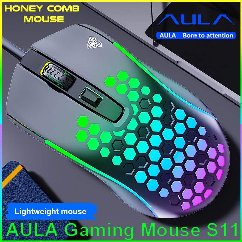 Mouse Gaming Honey Comb AULA S11-RGB LED-3600DPI-4Buttons