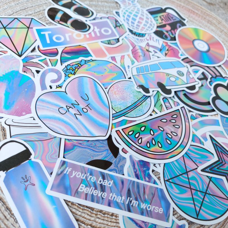 

10pcs Sticker Laptop Hologram Vibes