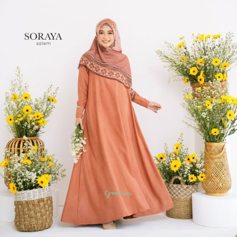 SORAYA DRESS BY GREENISM ORI Gamis Polos Terbaru Simple dan Elegan