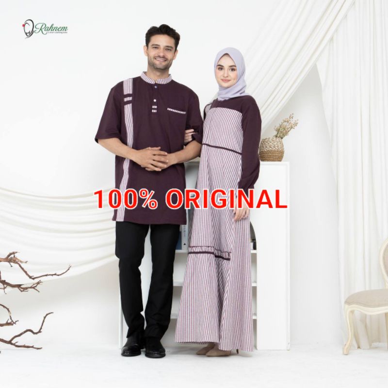 RAHNEM COUPLE GC 01 MARUN | GAMIS RAHNEM RAUNA BAHAN KATUN MIX KATUN KNITTING | KOKO RAHNEM