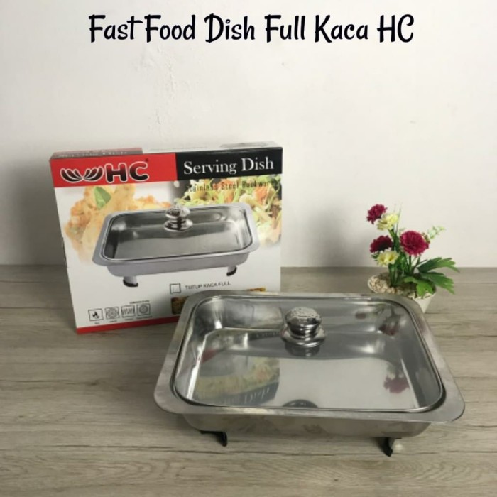 Fast Food , Panci Penghangat , Pemanas , Prasmanan , Sayur , Makanan ,  Dish TUTUP  Kaca
