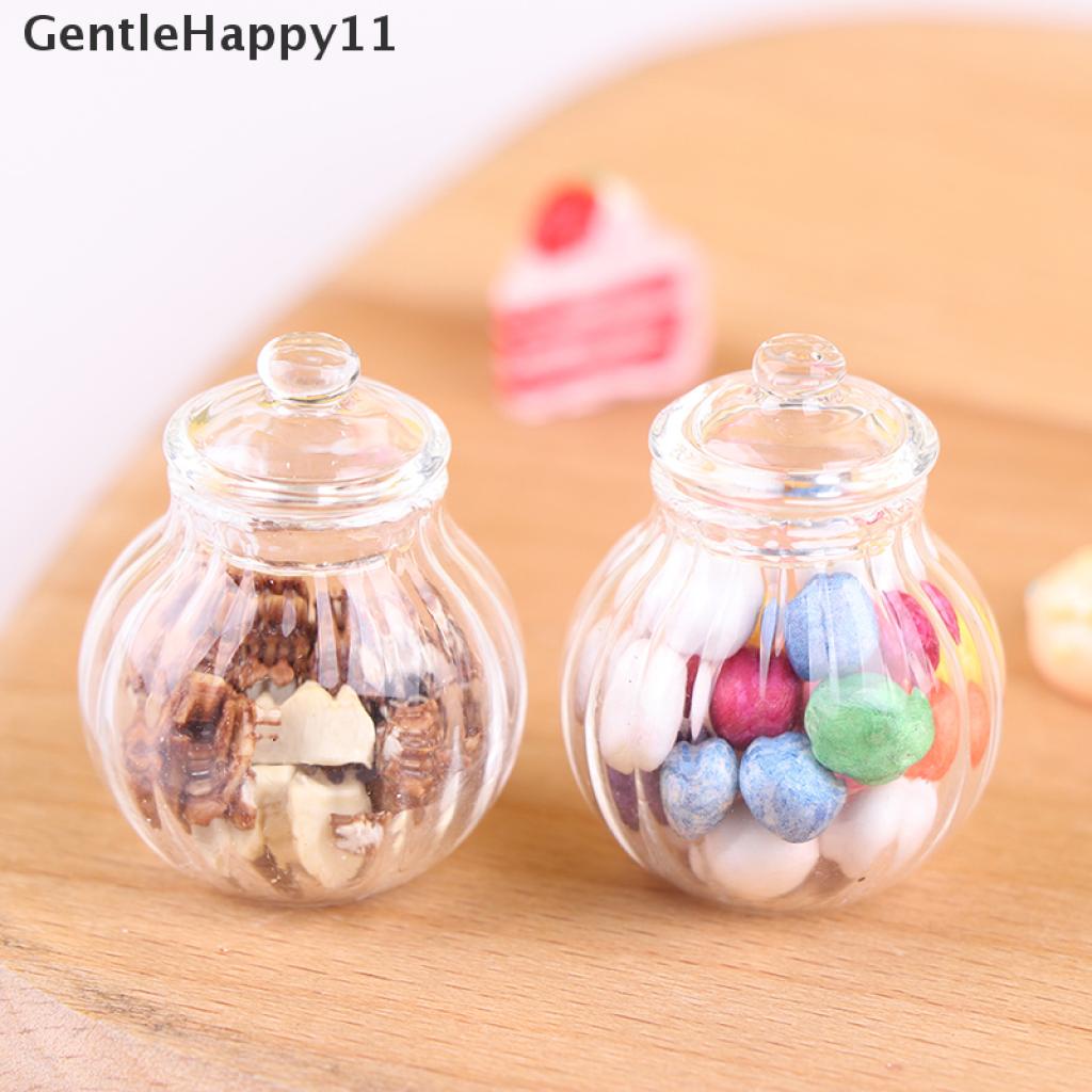 Gentlehappy Mainan Miniatur Toples Permen Bulat Bahan Kaca Untuk Aksesoris Rumah Boneka 1: 12