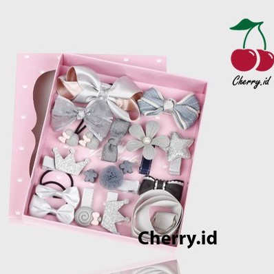 Cherry COD Aksesoris Ikat Jepit Rambut Anak Cute  / Children's Hairpin Hair Circle Gift Box / Pita Rambut Anak / Karet Rambut Anak PT03
