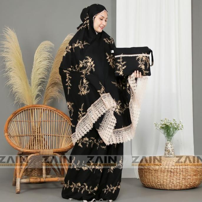 Mukena Dewasa Bordir Bunga Teratai Series Zain Adelonel