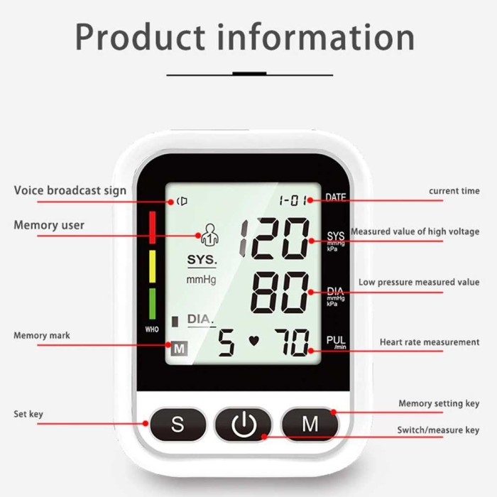 Tensi Darah Pengukur Tekanan Darah Blood Pressure Monitor with Voice