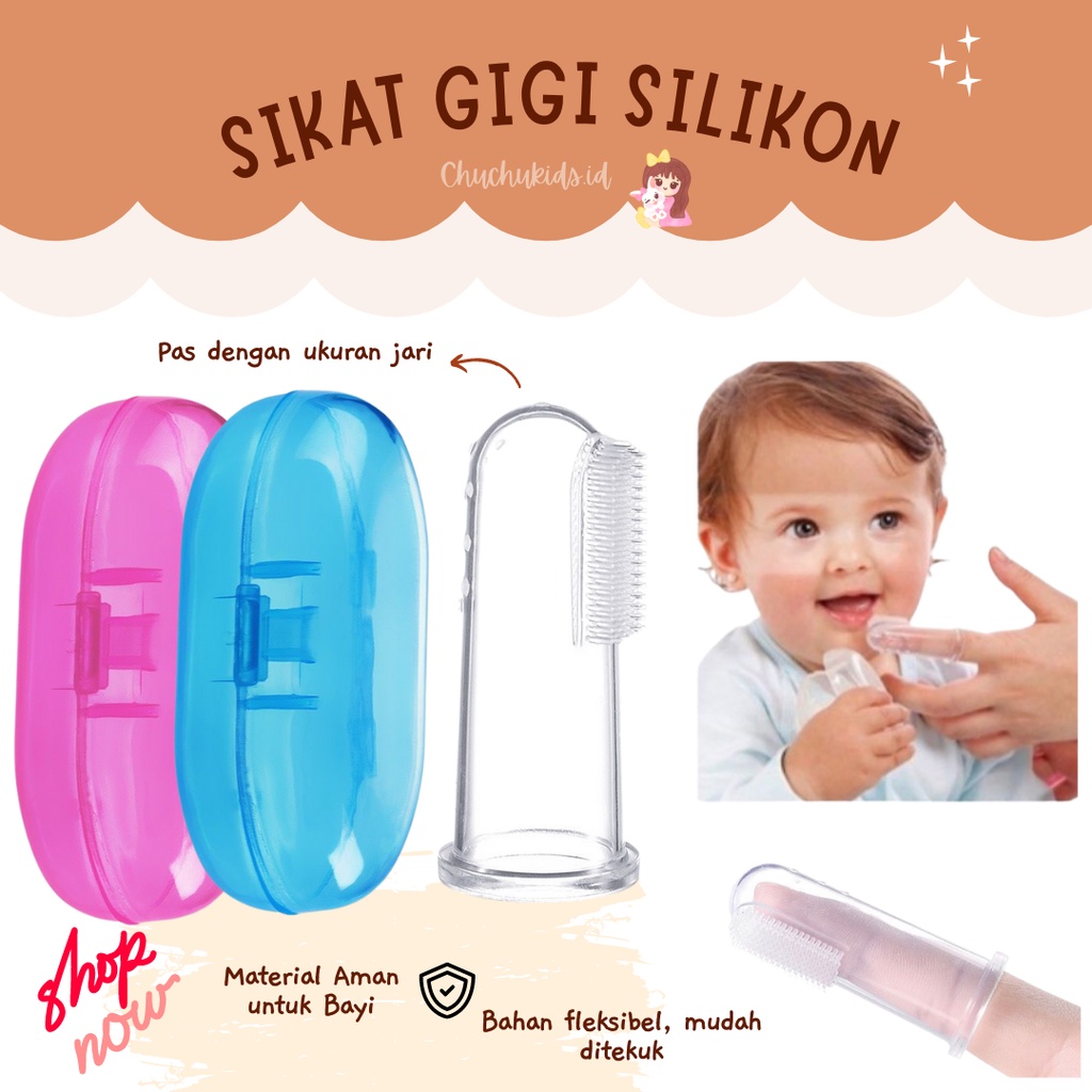 Sikat Gigi Silicon Bayi / Finger Tooth Brush/ Pembersih Mulut Bayi dengan Jari Ibu