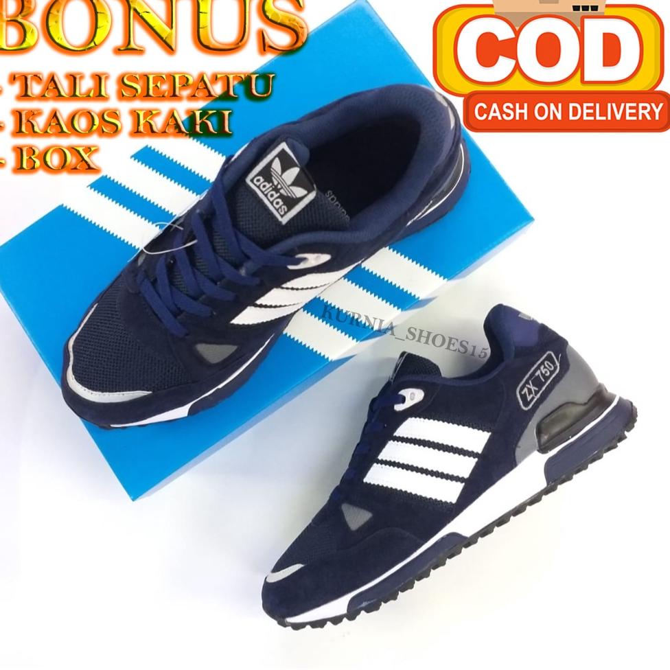 D0K SEPATU ADIDAS ZX-750 NAVY WHITE SUDAH GRATIS BOX MADE IN VIETNAM✽ (Diskon)Pasti murah ➳