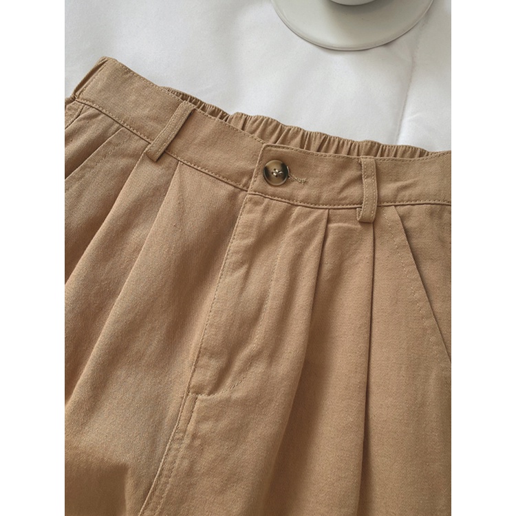 Warna Khaki Jeans Celana Wanita--Straight Loose Ukuran Jumbo