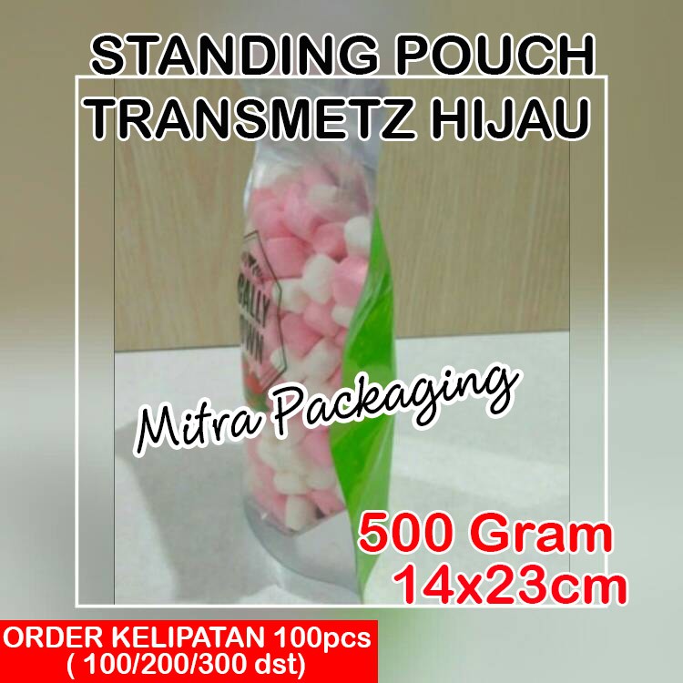 

KPACK Standing Pouch Kombinasi Alumunium Foil Transmetz Hijau 500gr+zipper