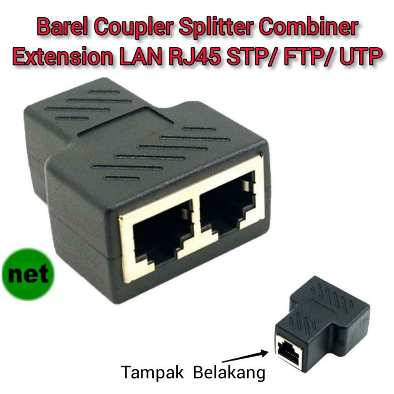 Barel Coupler Splitter Combiner 1 to 2 Port Female RJ45 Extension LAN UTP STP FTP