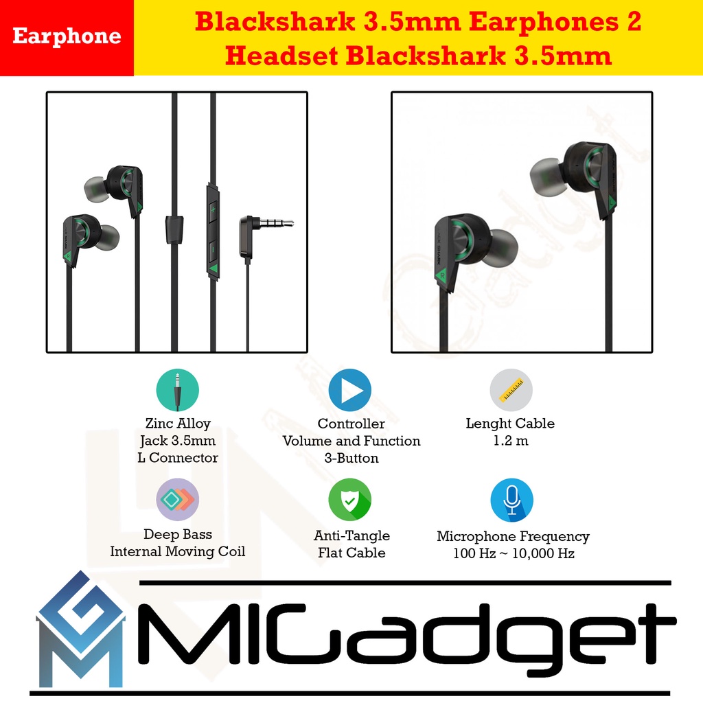 Blackshark Black Shark 3.5mm Earphones 2 - Headset Blackshark 3.5mm