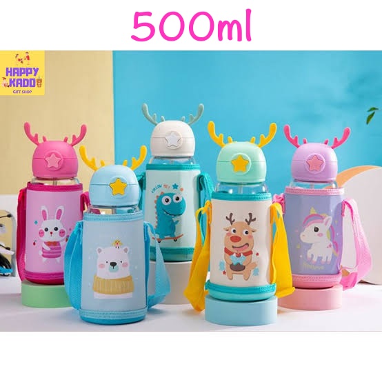Botol Minum Anak bentuk tanduk Rusa + Sarung busa Tali - 500ml