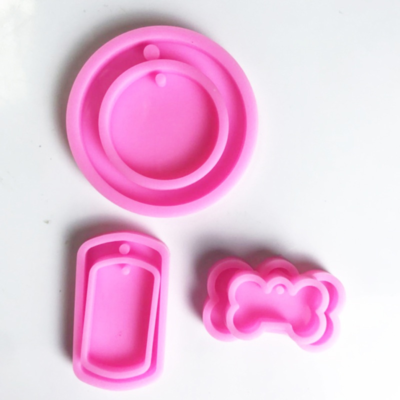 Siy 6 Pcs Cetakan Resin Epoksi Bentuk Tulang Anjing Bulat Bahan Silikon Untuk Gantungan Kunci / Perhiasan Diy