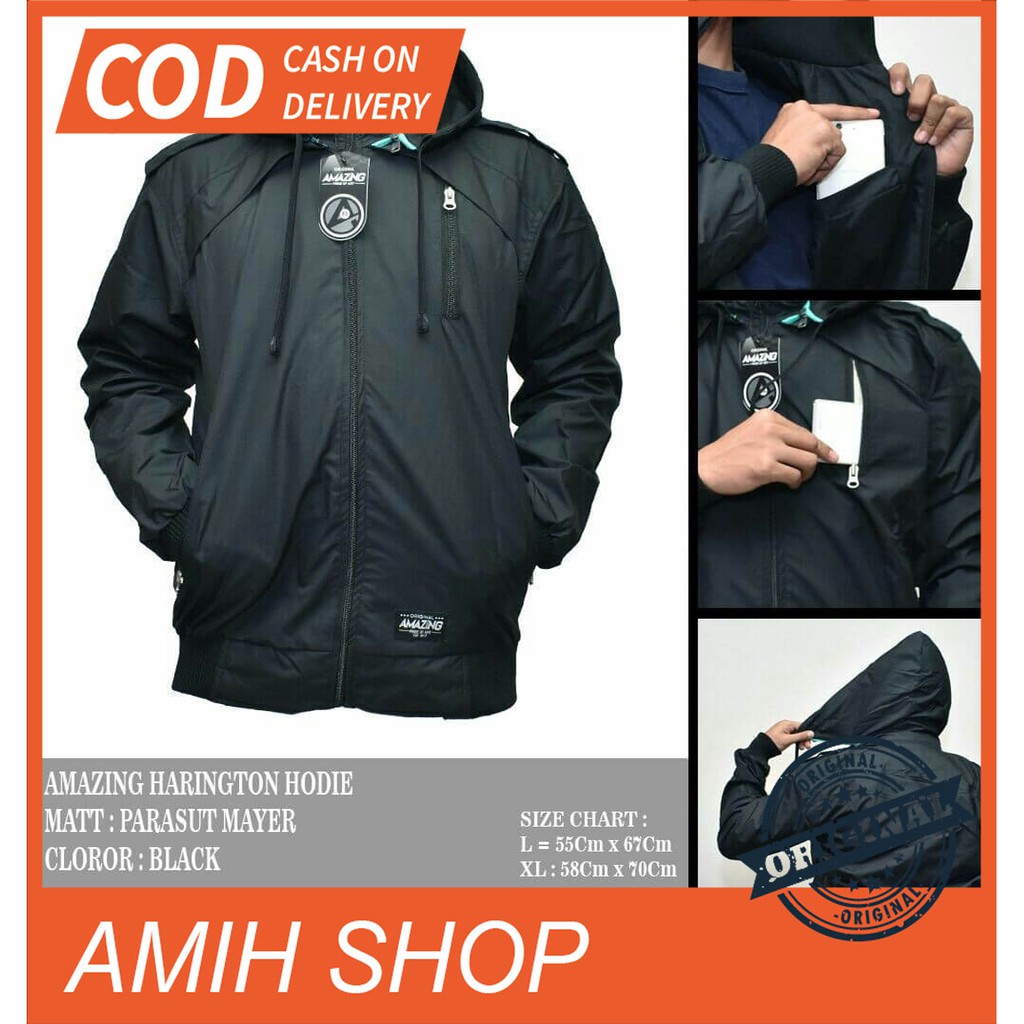 JAKET MOTOR WINDPROOF AMZ JACKET - HRN HITAM ORIGINAL