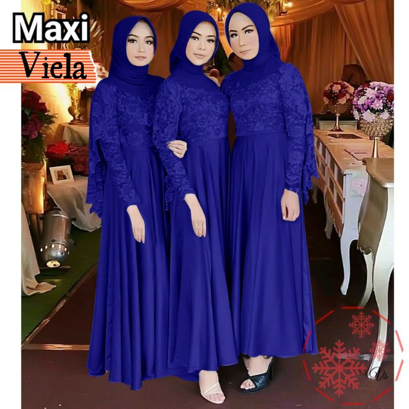 BAJU DRESS GAMIS BROKAT BRUKAT TULANG LENGAN PANJANG FASHION WANITA MUSLIM UMROH KONDANGAN SERAGAM B