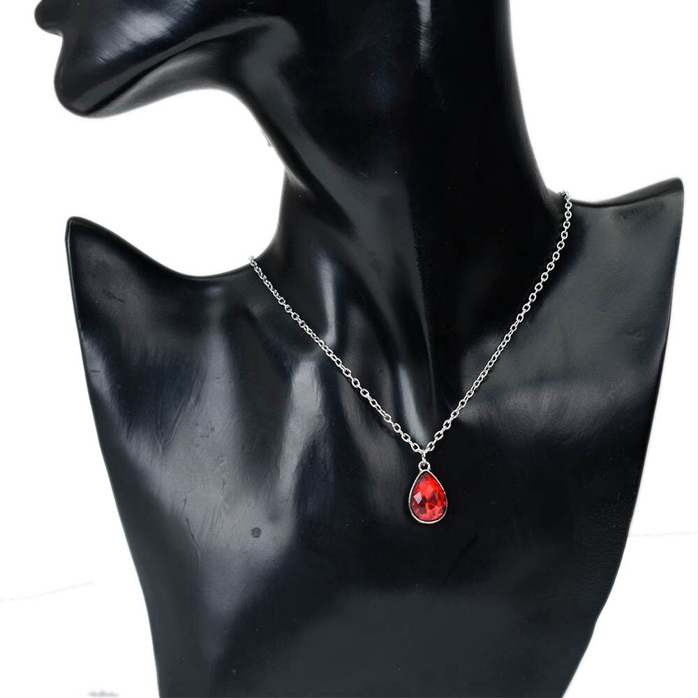 Kalung Choker Liontin Kristal Bentuk Tetesan Air Warna Silver Untuk Wanita