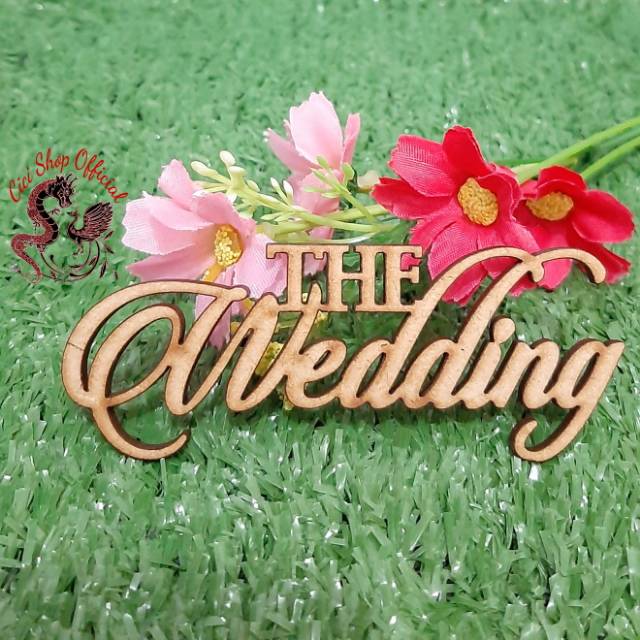 Chipboard The Wedding 9x3,4cm/text Thewedding /hantaran/hantaran Seserahan/sangjit/kotak Hantaran