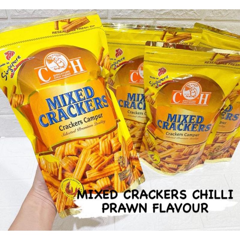 

CHUI HIANG MIXED CRACKERS SINGAPORE MIXED CRACKERS CHILLI PRAWN FLAVOR Crackers Campur Chui Hiang Singapore 450g