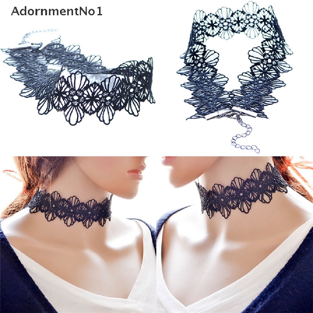 (AdornmentNo1) Kalung Choker Lace Gaya Retro Vintage Gothic Untuk Perhiasan Wanita