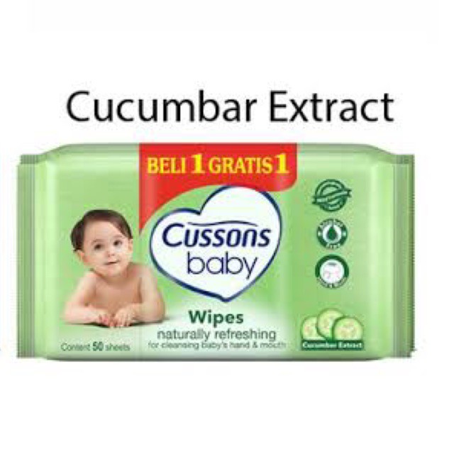 Cussons Baby Wipes Soft &amp; Smooth 45s - Tissue Basah Beli 1 Gratis 1 (Tersedia varian aroma)