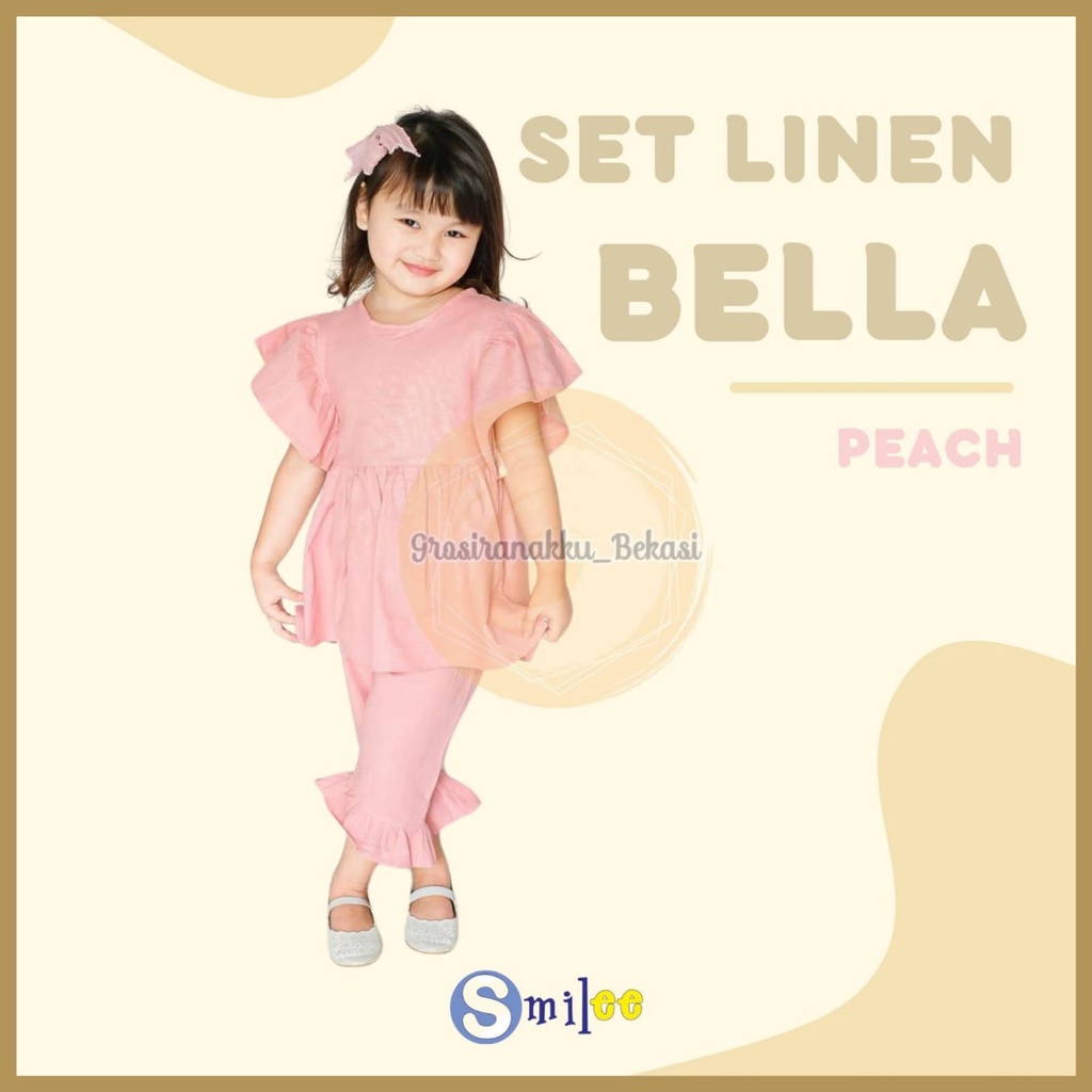 Setelan Anak Linen Smilee Bella Warna Peach Size 1-5