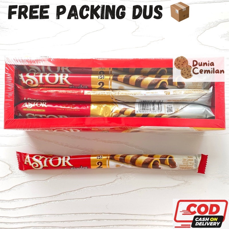 [TERMURAH!!] Astor Singles Chocolate 1 PAK (12x18gr) - Wafer roll coklat creamy