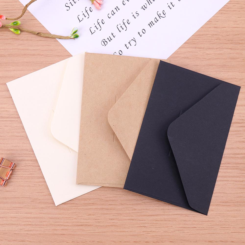 Nickolas1 Amplop Kertas Stationary Hitam Kosong Mini Kraft Paper Klasik Kartu Pesan Amplop Undangan