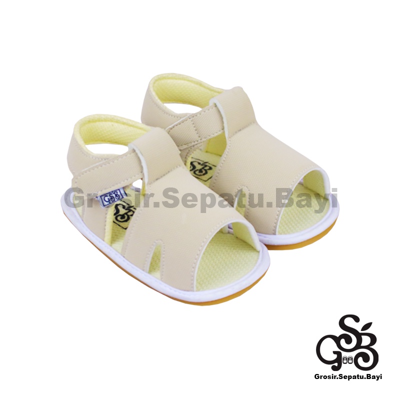 sendal bayi sepatu bayi sandal bayi  laki laki perempuan prewalker bayi  umur 2 - 12 bulan model casual S02 polos KREM ringan fleksibel &amp; Anti Slip