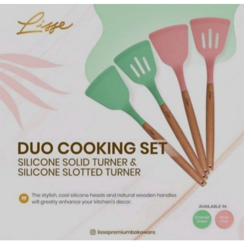 Lisse Spatula Sutil Silicone Silikon Duo Cooking Set FDA Approved Food Grade Tahan Panas