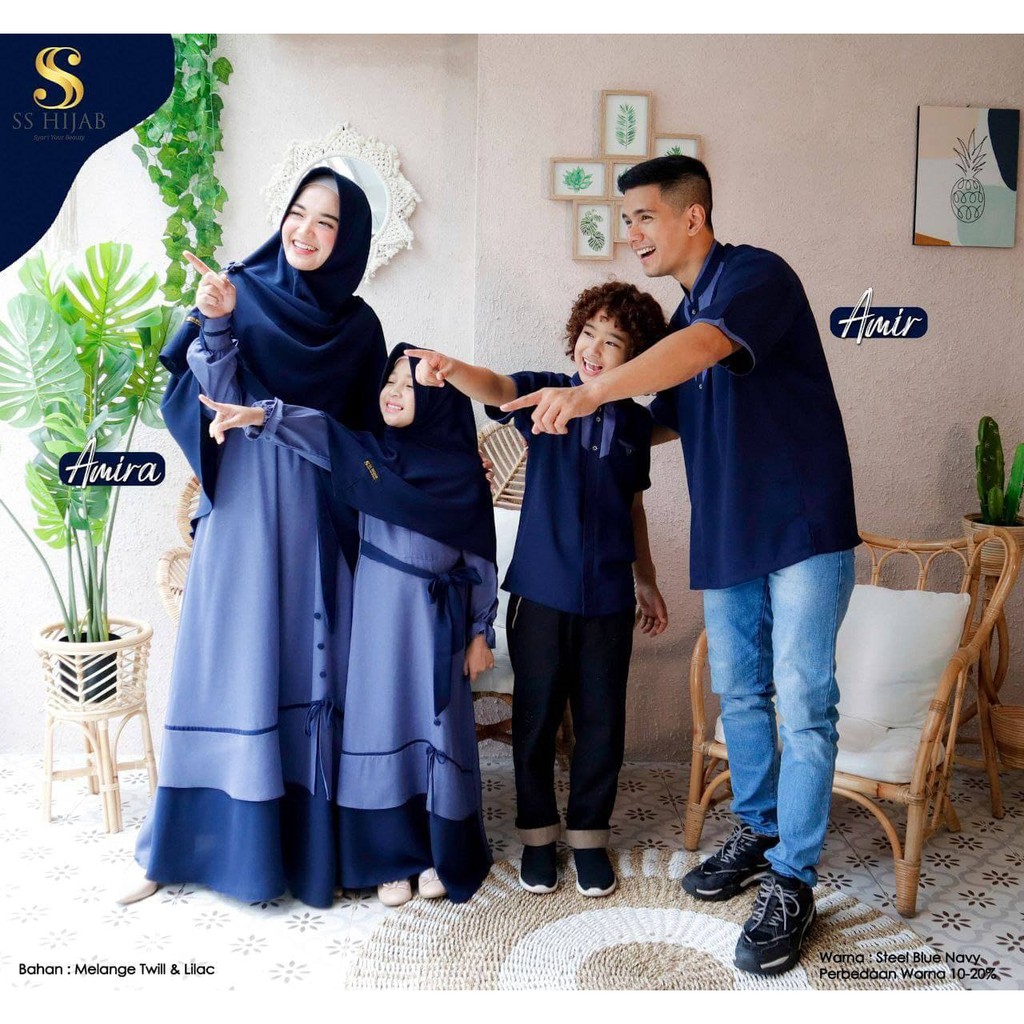 [PRE ORDER] Sarimbit SS Hijab - Amir Amira "Steel Blue Navy" - Sarimbit Keluarga