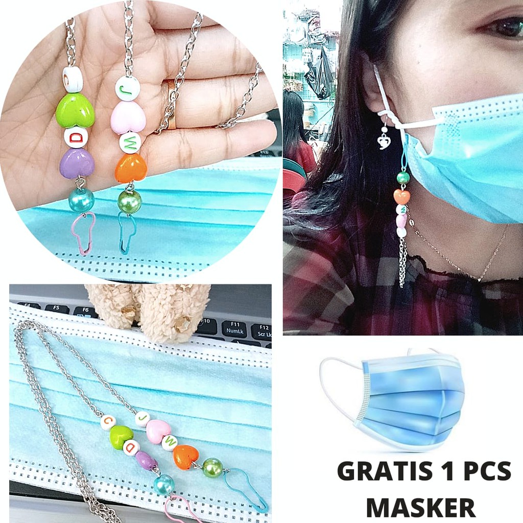 Gantungan Masker Love Kalung Masker Strap Masker Manik Huruf RANDOM manik korea beads strap masker