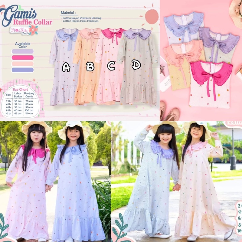 Gamis Ruffle Flowkids Daily/Gamis Anak Perempuan/Gamis Anak