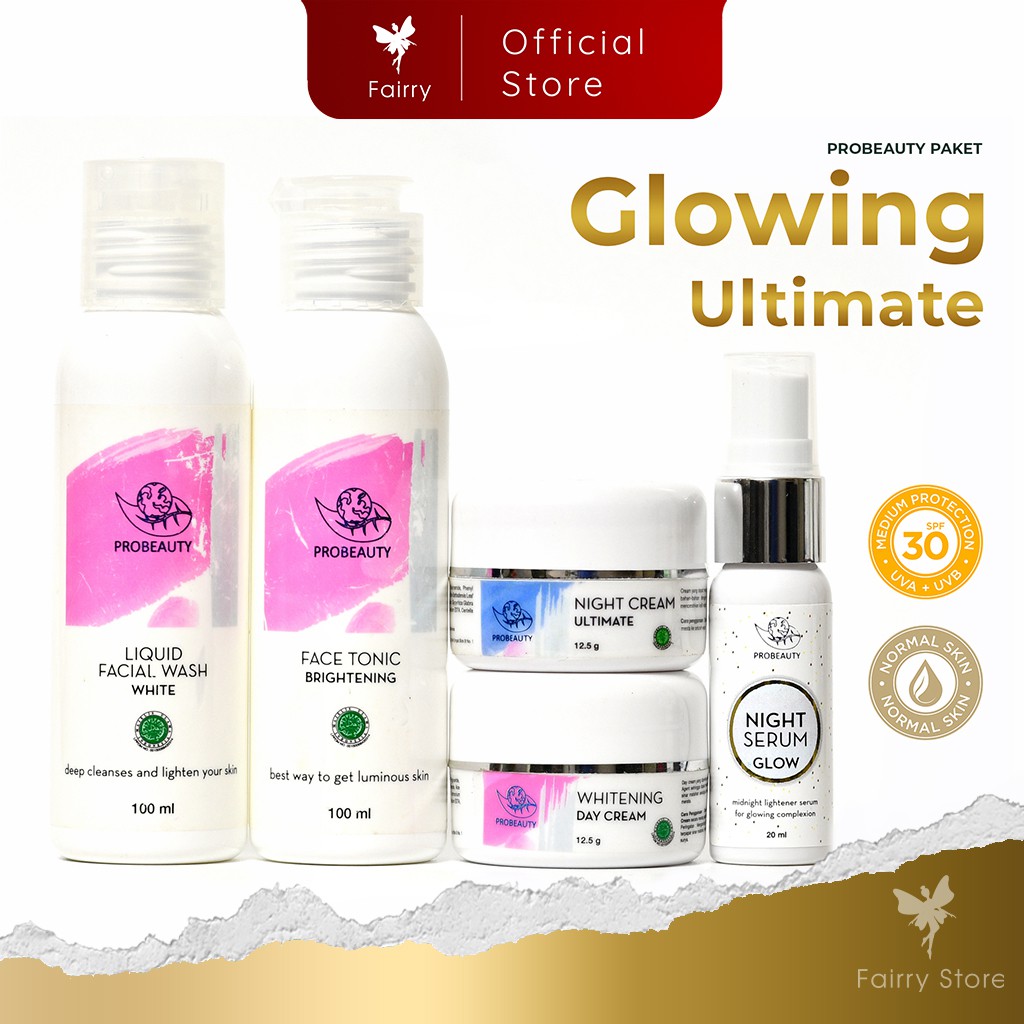 PROBEAUTY Paket Wajah Glowing Ultimate - Paket Skincare Glowing Murah Bpom-Paket Lengkap+Serum