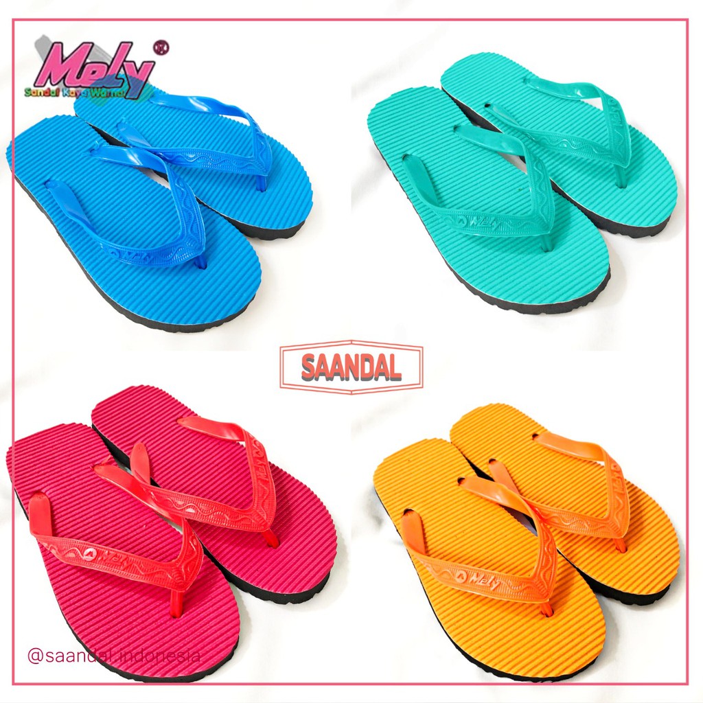 Sandal Jepit Karet Mely Pria Wanita Anak Warna Polos (BISA SATUAN COD)