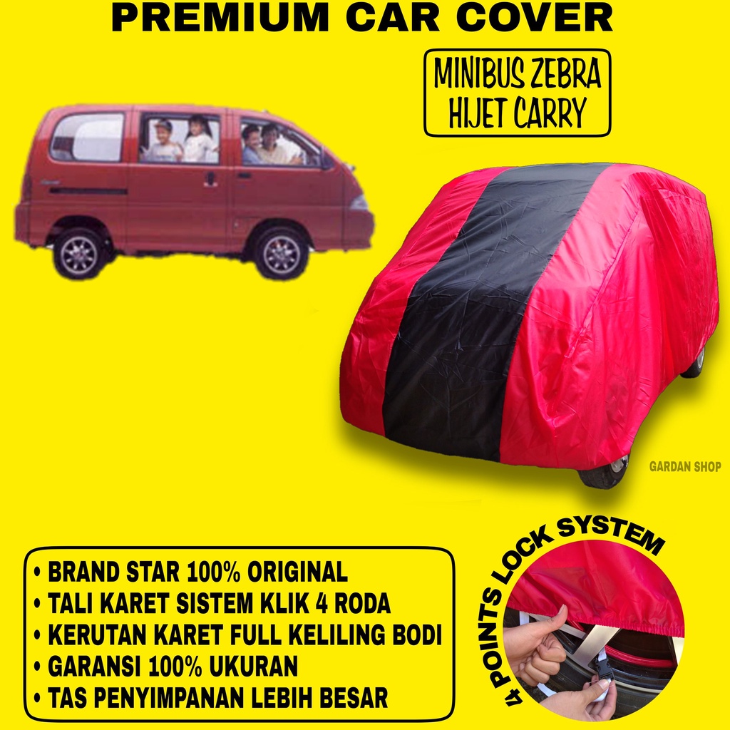 Body Cover MINIBUS ZEBRA HIJET CARRY MERAH HITAM Penutup Bodi Mobil Minibus Zebra Hijet Carry Waterproof PREMIUM