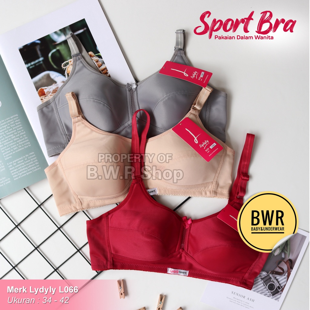 Bra Lydyly L 066 POLOS / Bh Sport Wanita Busa Tipis Kawat Kait 2 | Bwr