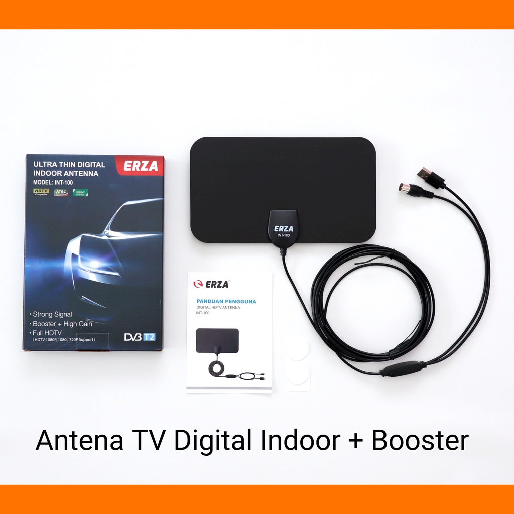 STB TV DIGITAL Antena TV Digital Indoor ERZA INT-100 DVB-T2 + Booster berkualitas bergaransi terbaik