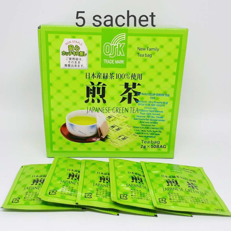 GREEN TEA JEPANG OSK TEH HIJAU JEPANG ASLI 1 BOX ISI 50 SACHET