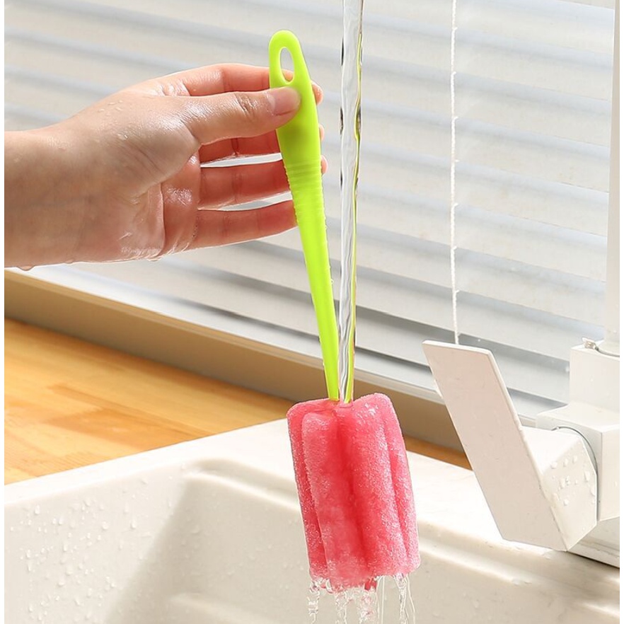 Spons Tongkat Pembersih Botol Minum Sikat Busa Pembersih Dot Susu Bayi Cleaner Sponge Stick Sikat Spon Pencuci Gelas Serbaguna