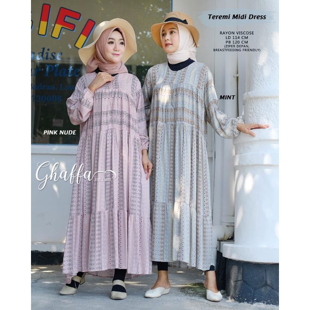 teremi midi dress katun rayon viscose by ghaffa