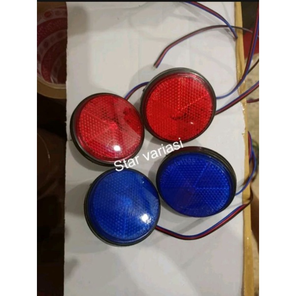 Lampu mata kucing bulat nmax new lampu reflektor bulat diam-kedip biru dan merah