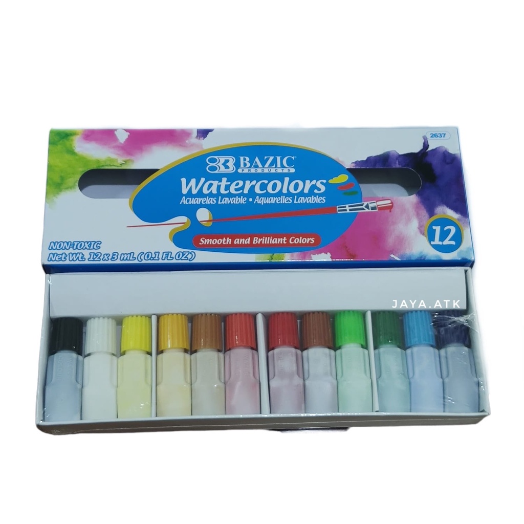 CAT AIR 12 WARNA 3 ML WATERCOLOR 2637 BAZIC NON TOXIC