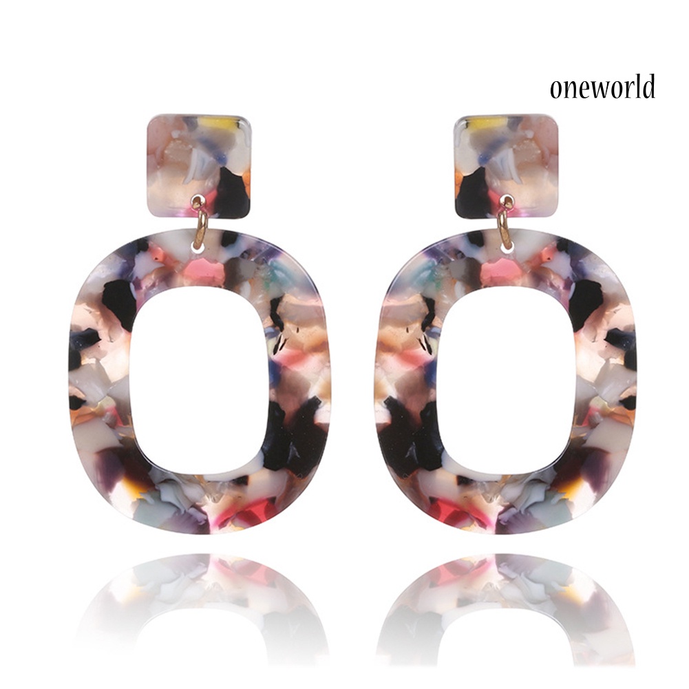 OW@ Fashion Hollow Circle Statement's Women Geometric Stud Earrings Jewelry Gift