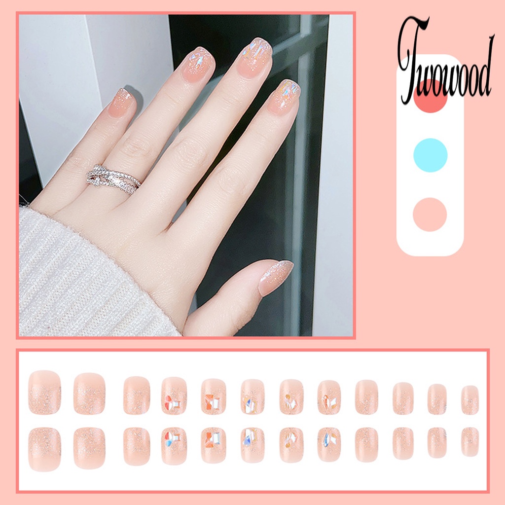 Twowood 1 Set Kuku Palsu Bahan ABS Anti Pudar Untuk Nail Art DIY