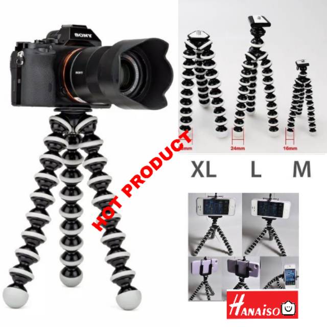 ( Medan ) Hanaiso Flexible Tripod Gorillapod Gorilla pod Gantung Besar HP Gopro Dslr M L XL
